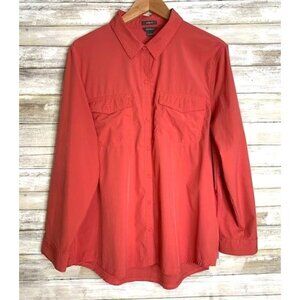 Eddie Bauer Womens Classic Fit Long Sleeve Shirt XXL Pink Polyester &‎ Elastane